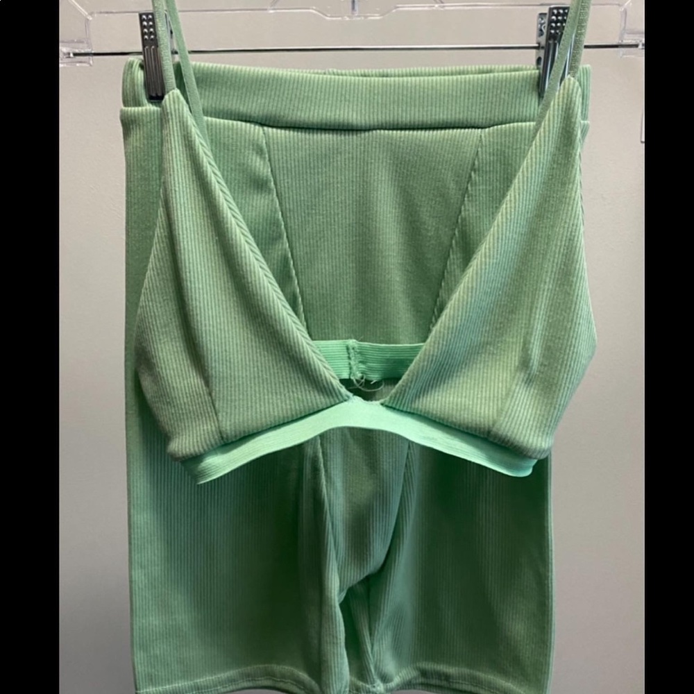 Mint Ribbed 2pc Biker Boxer Sey